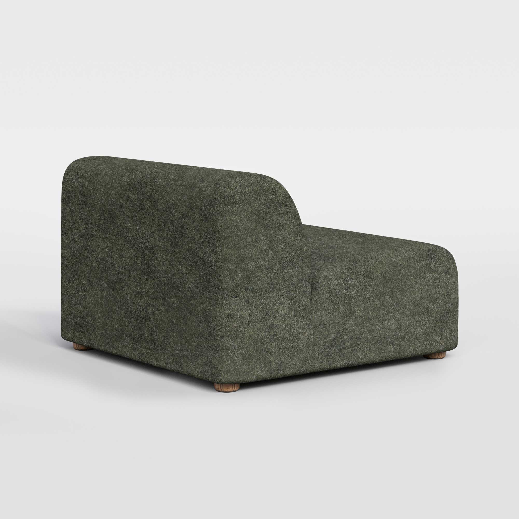Dark green upholstered left-arm modular sofa section.