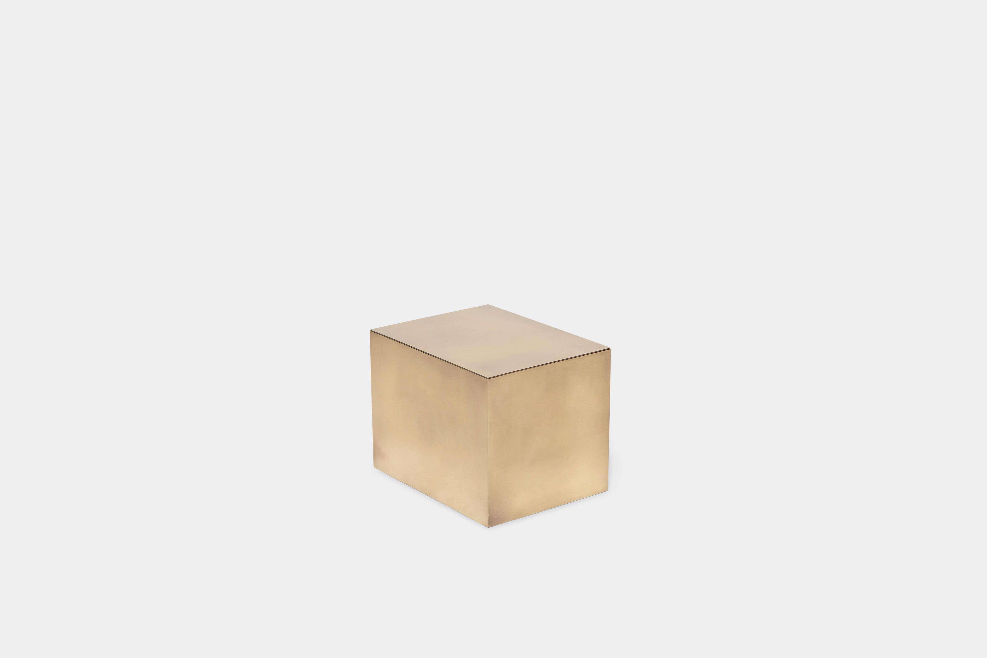 top of block table made with antique brass metal frame