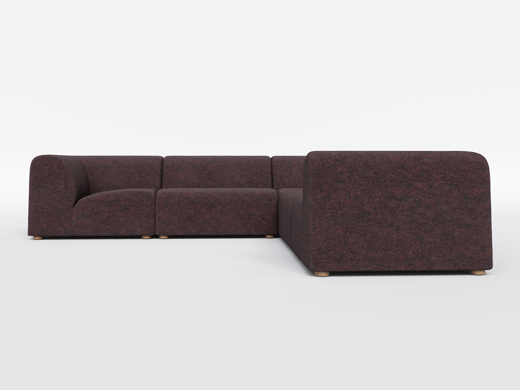 A dark brown modular L-shaped sectional sofa on a white background.