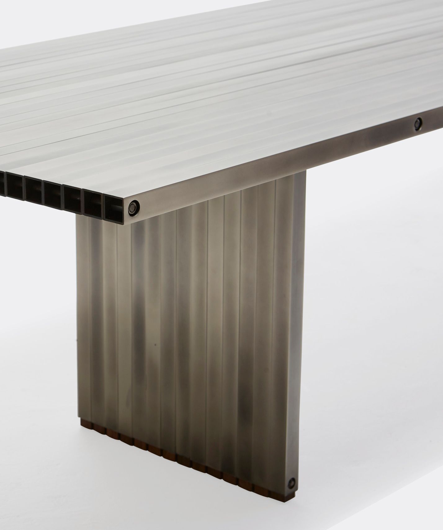 a metal table on a white background