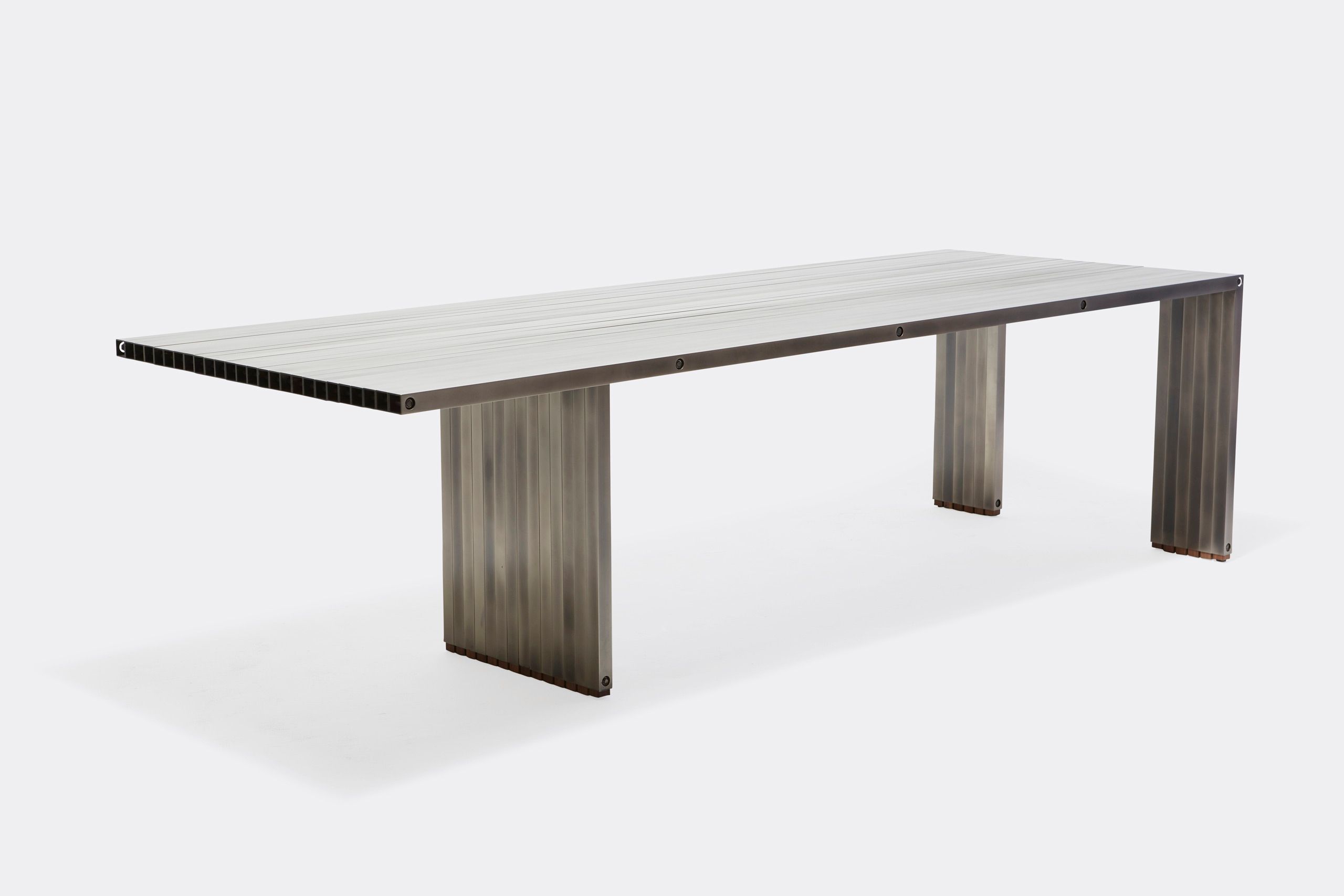 a metal table on a white background