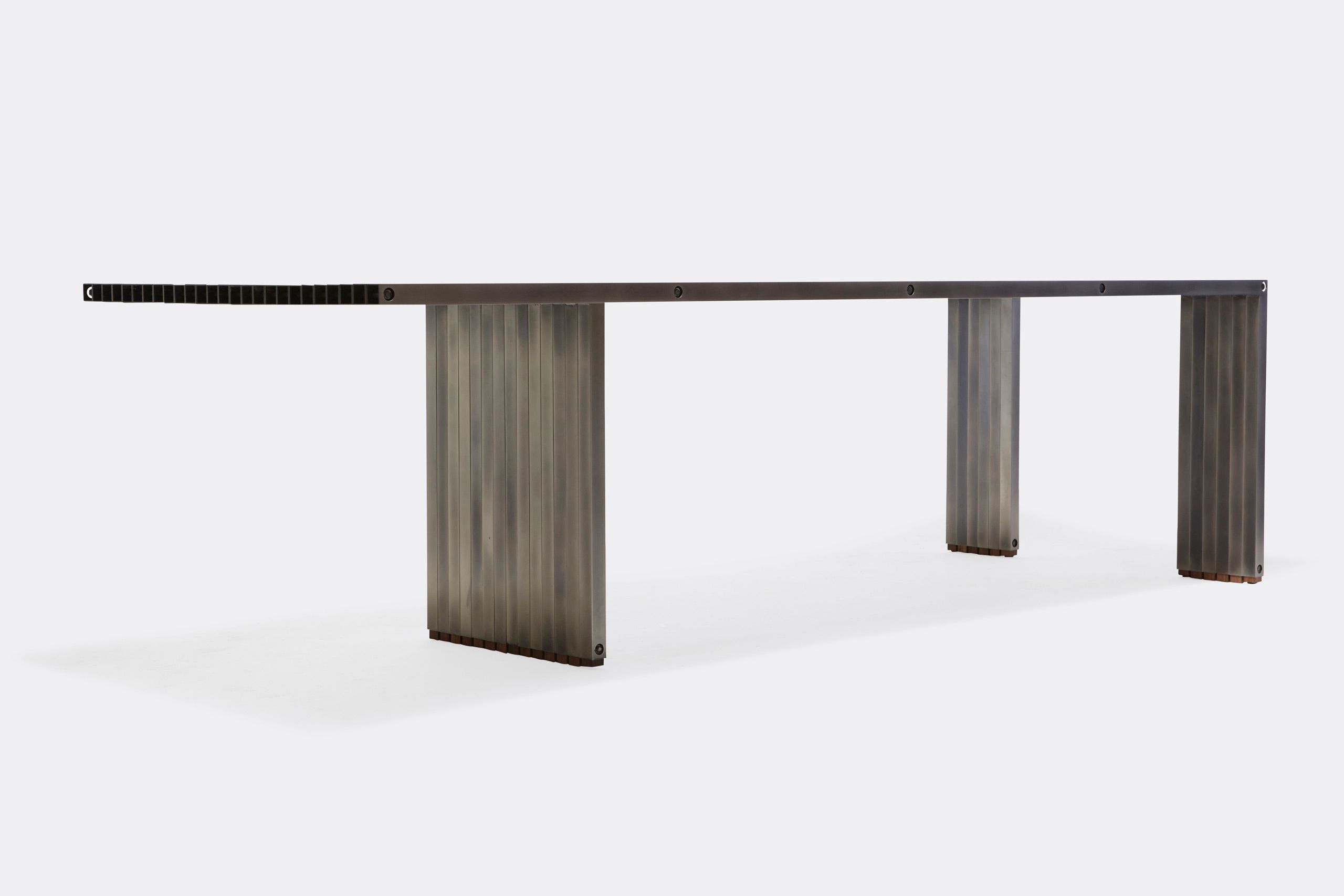 a metal table on a white background