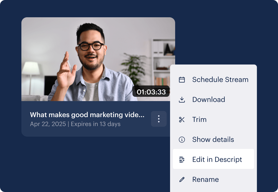 Import your project into Descript in a click