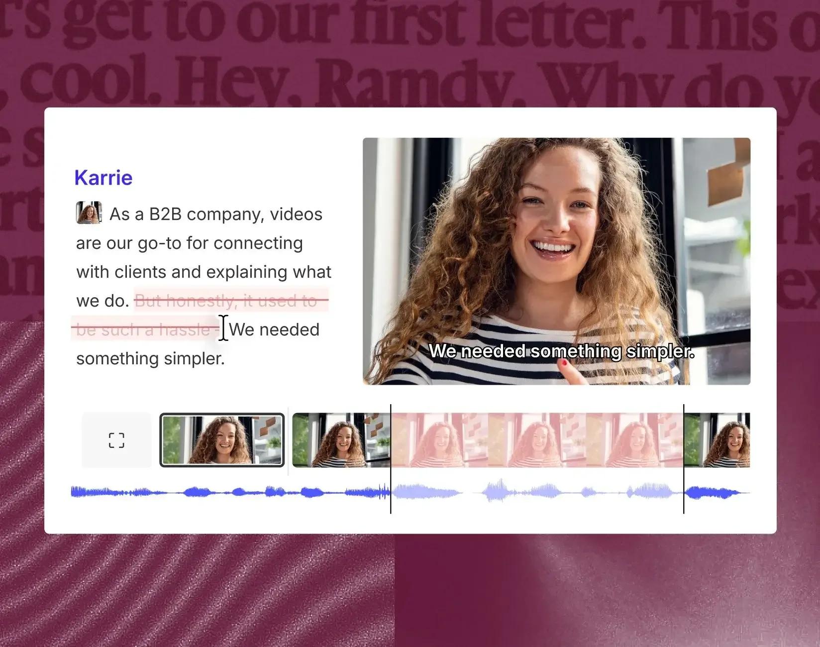 Marketing video editing in Descript