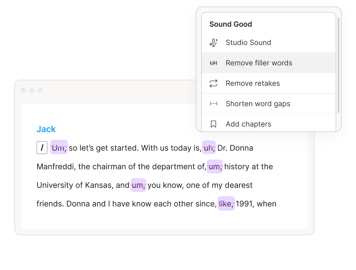 Studio Sound enhancement in Descript
