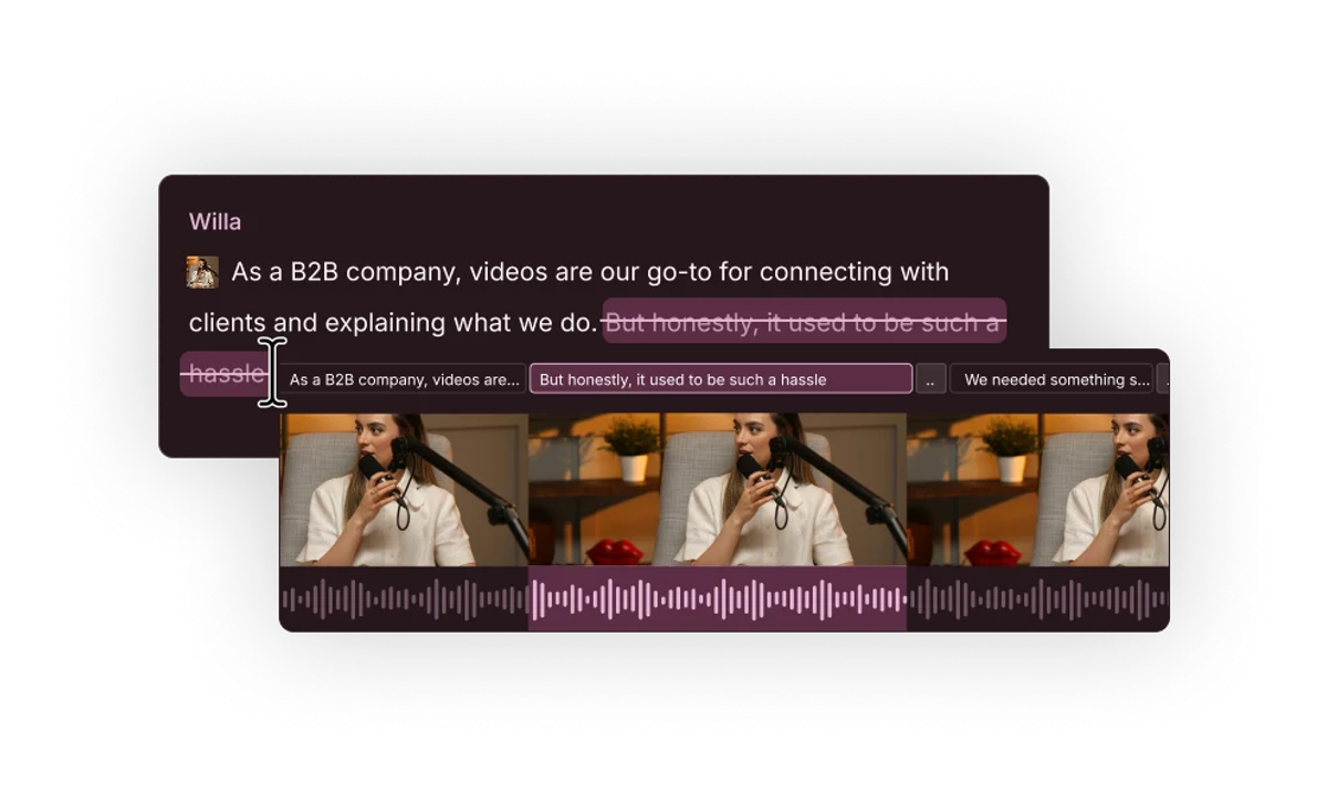 Edit video by editing text in Descript