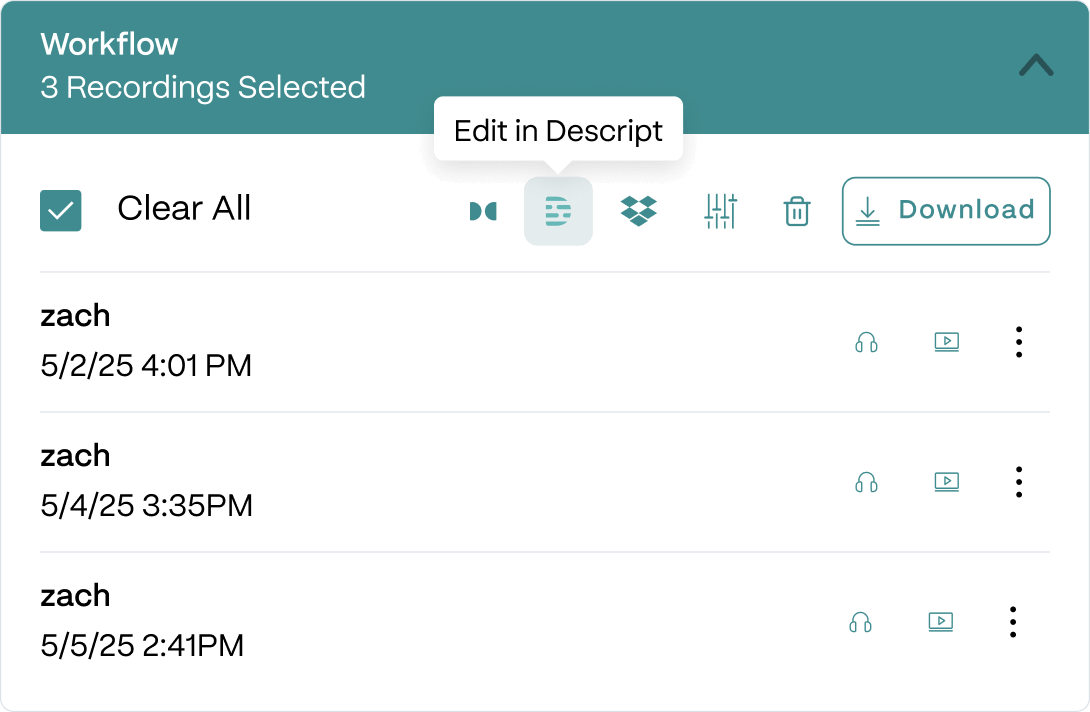 Import your project into Descript in a click