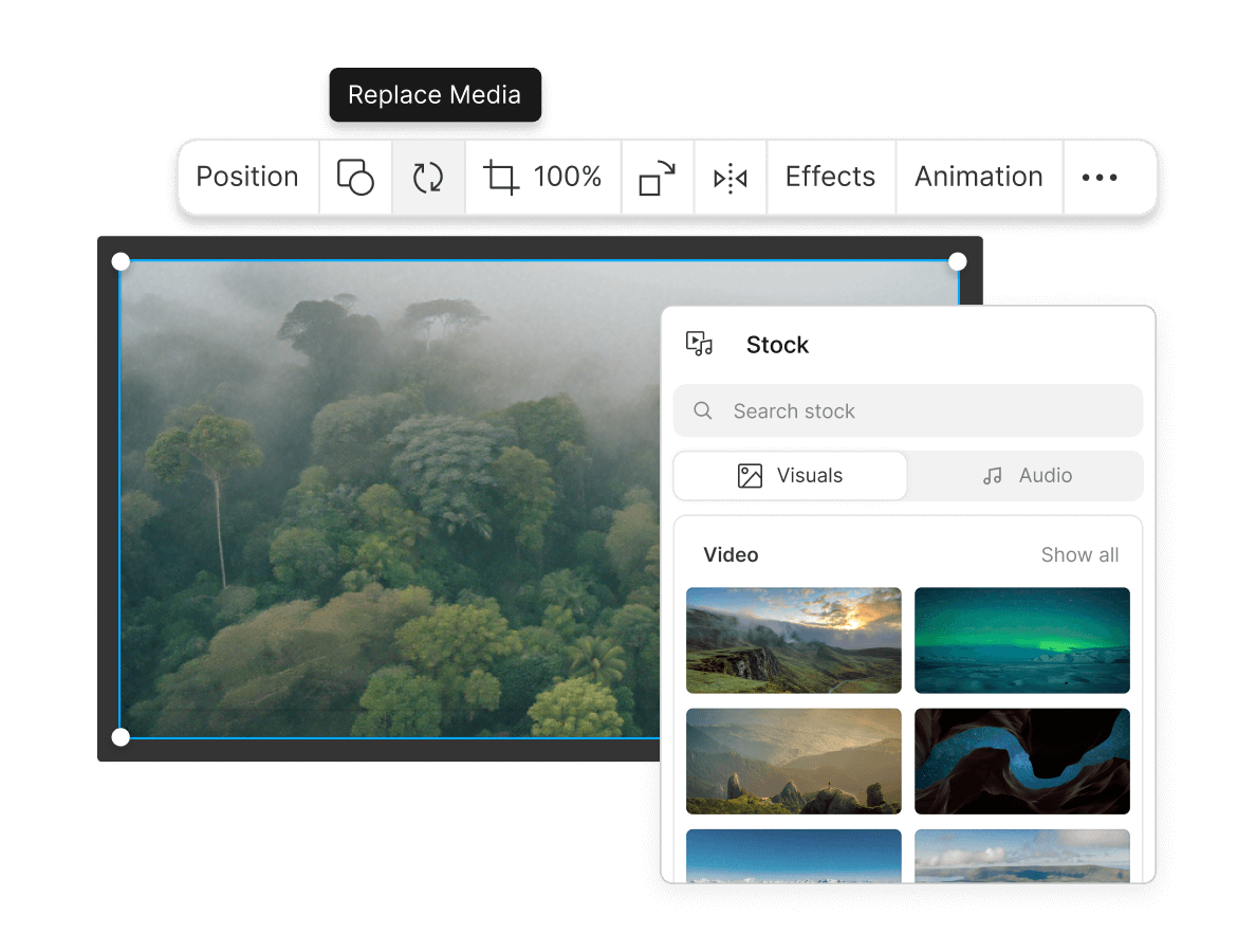Stock media library in Descript