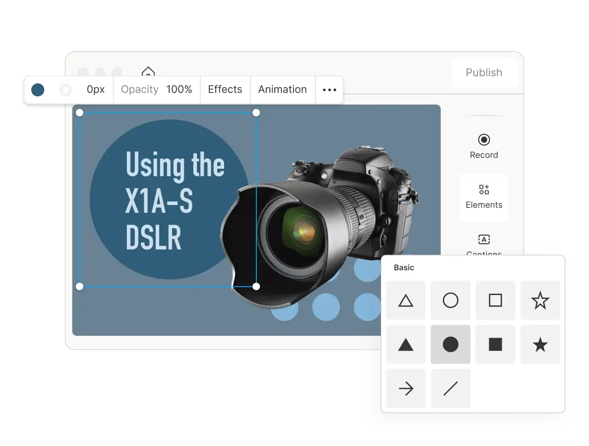 Click-and-drag shapes to direct their attention