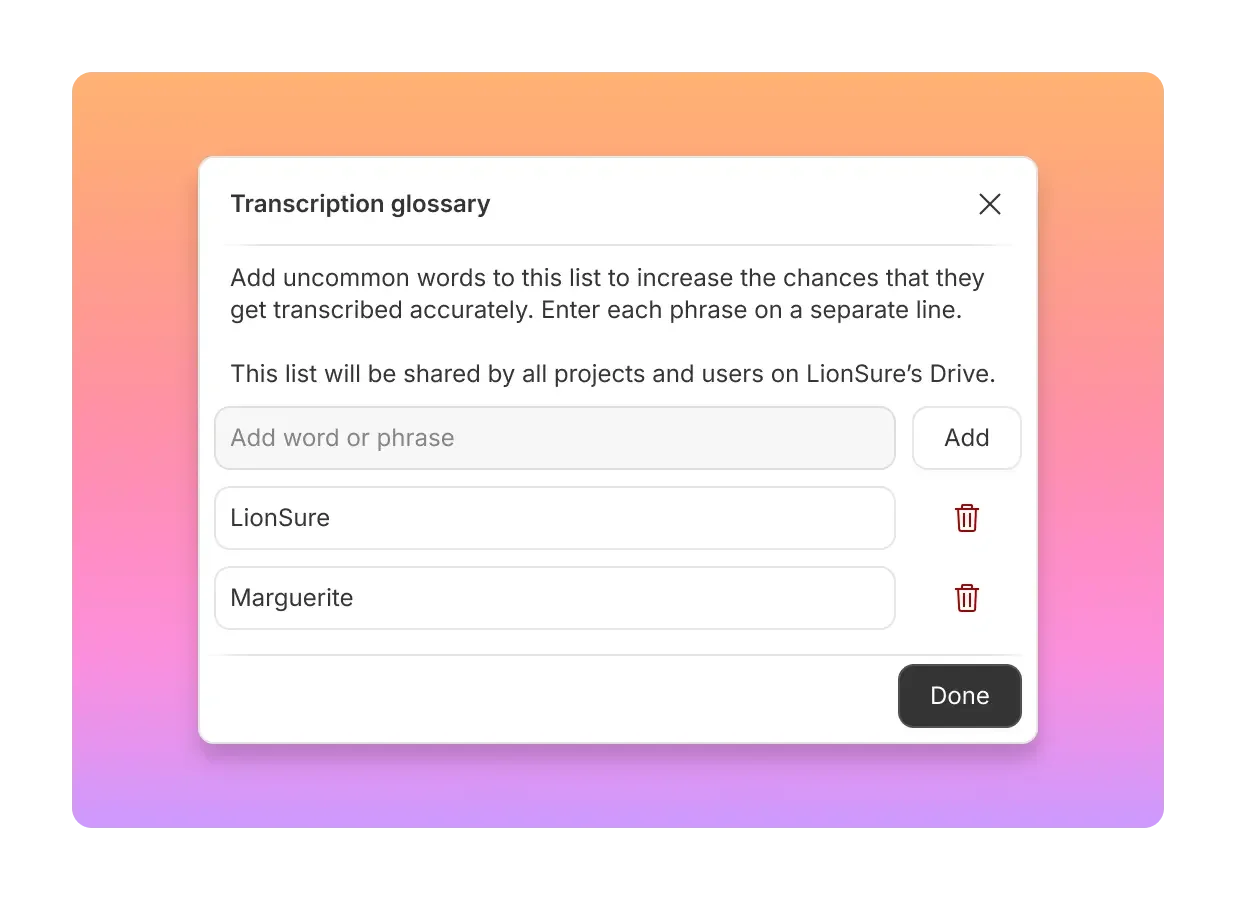 Customized transcripts