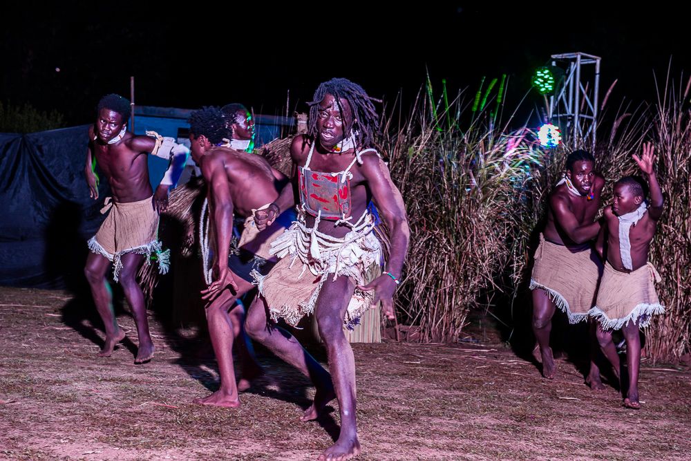 Dancer performing in The Legend of the Spear and the Bead, Gulu 2023