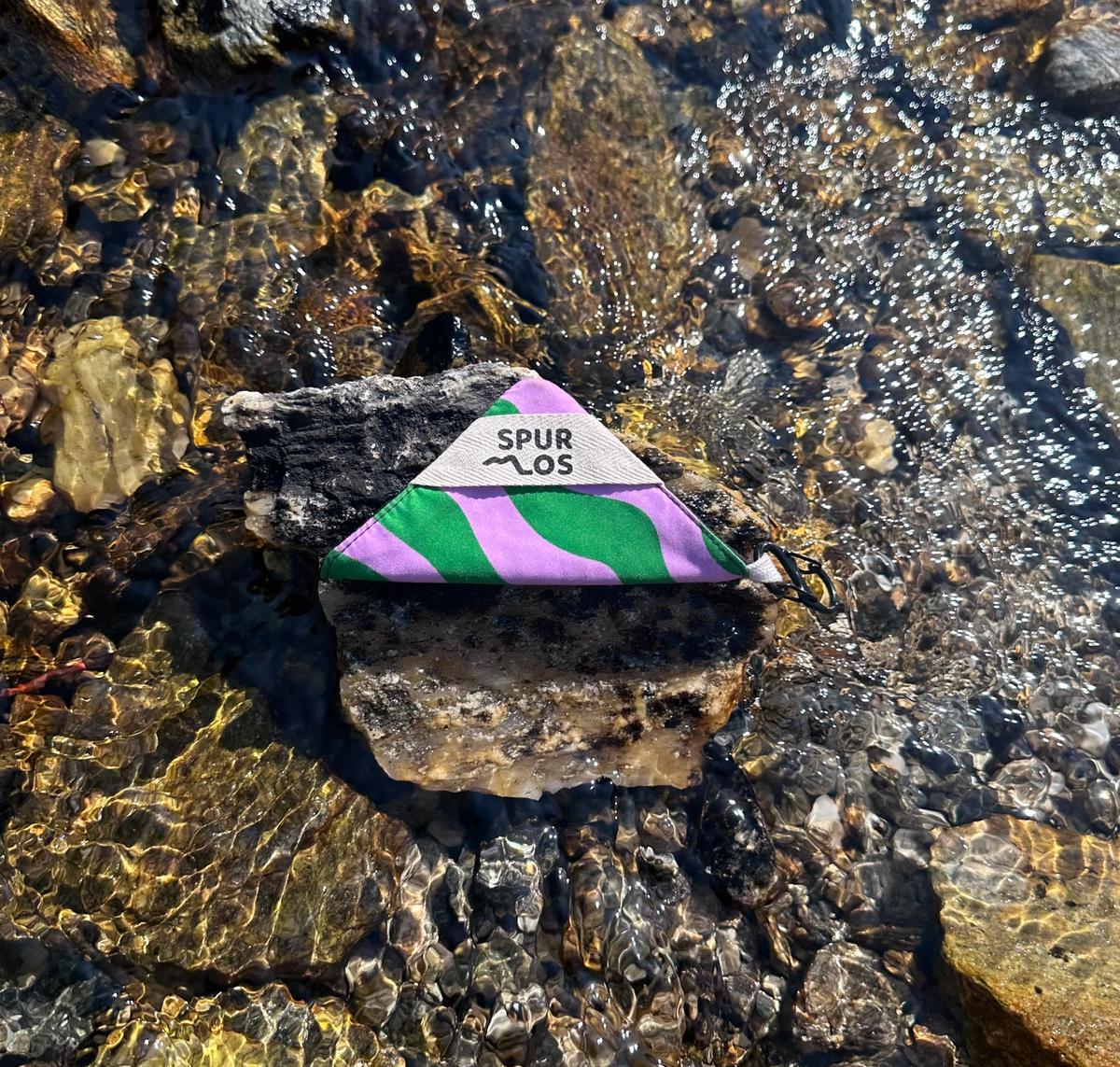 Mini auf einem kleinen Stein im Wasser