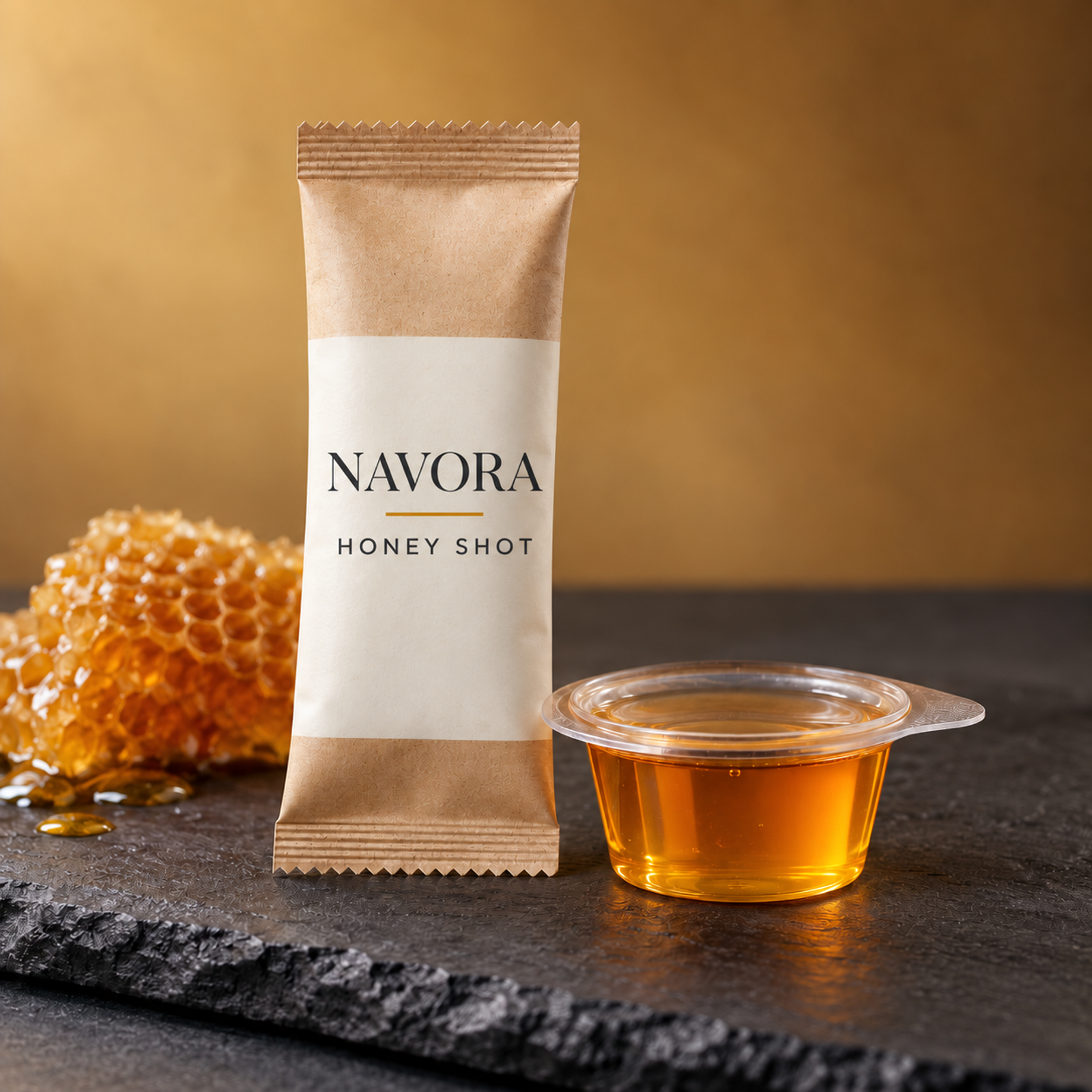 Navora Honey Shot single-serve honey product.