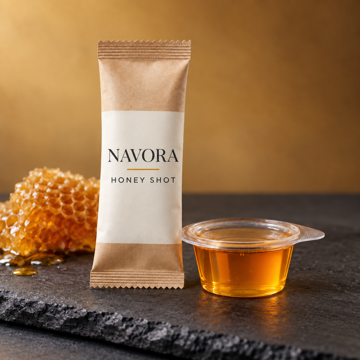 Navora Honey Shot single-serve honey product.