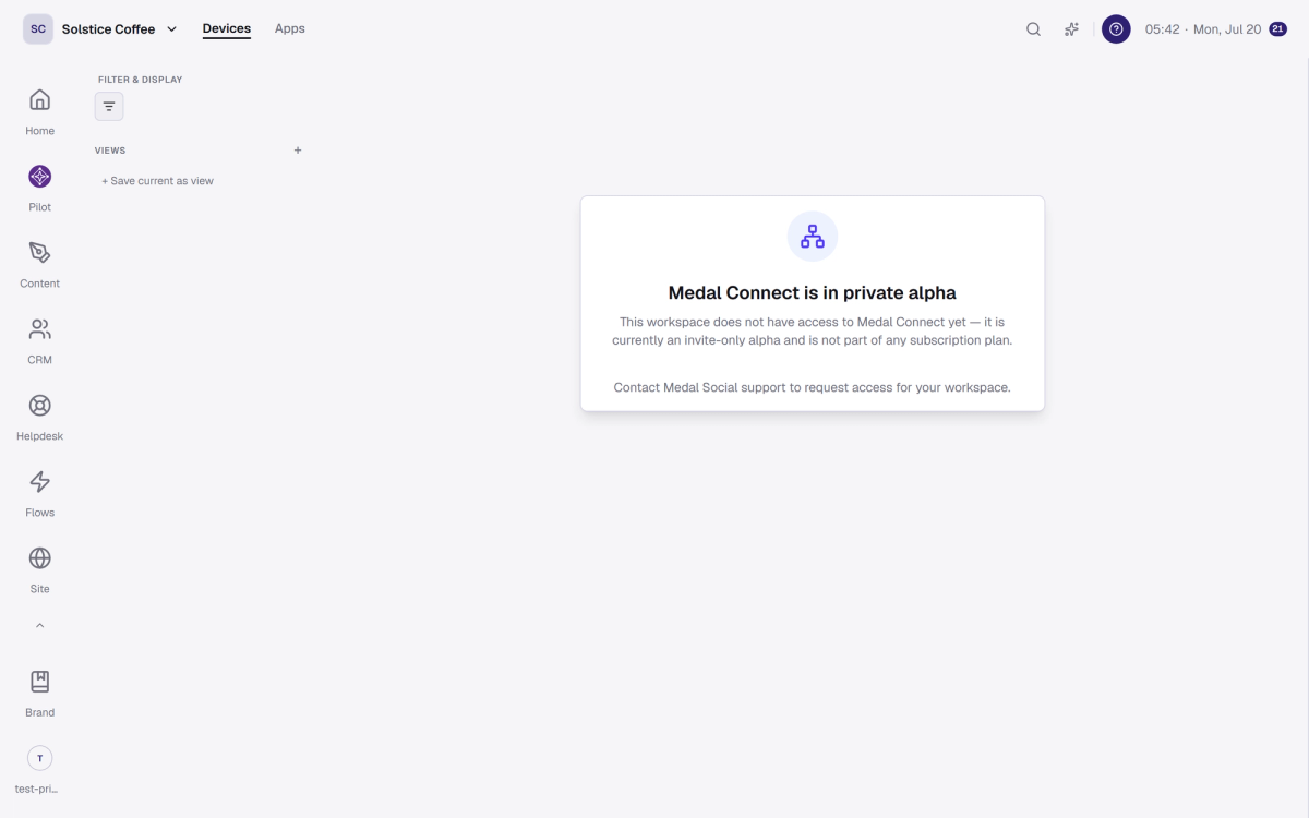 The Connect devices page with pairing for Social Bridge.