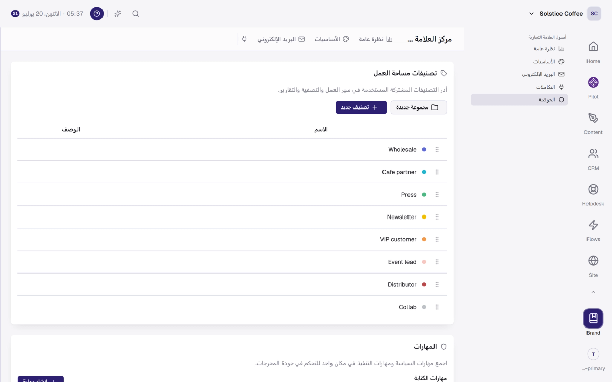 قسم Governance في مركز العلامة.