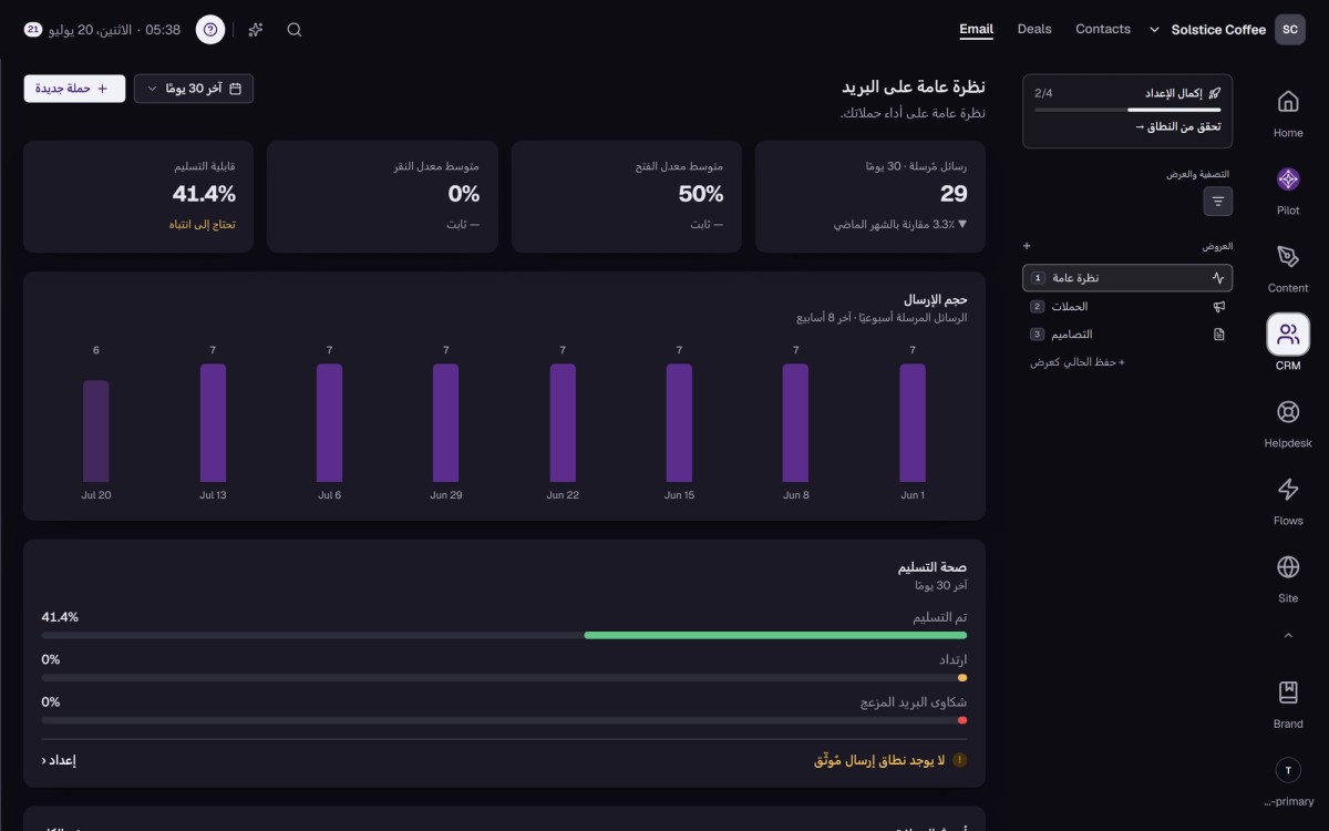 منطقة البريد بالقوالب والحملات.
