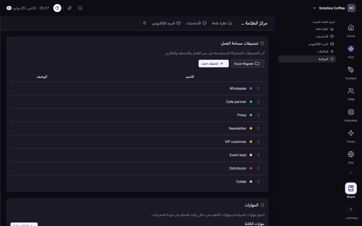 قسم Governance في مركز العلامة.