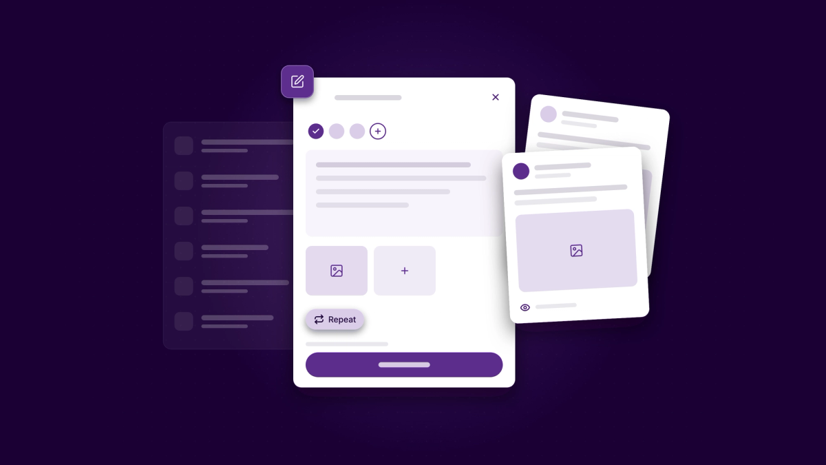 Illustration: One post editor, with a preview for every network