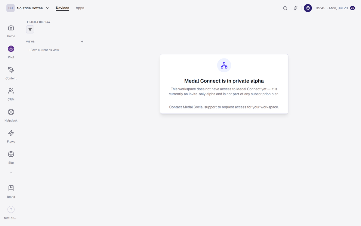 The Connect devices page with pairing for Social Bridge.