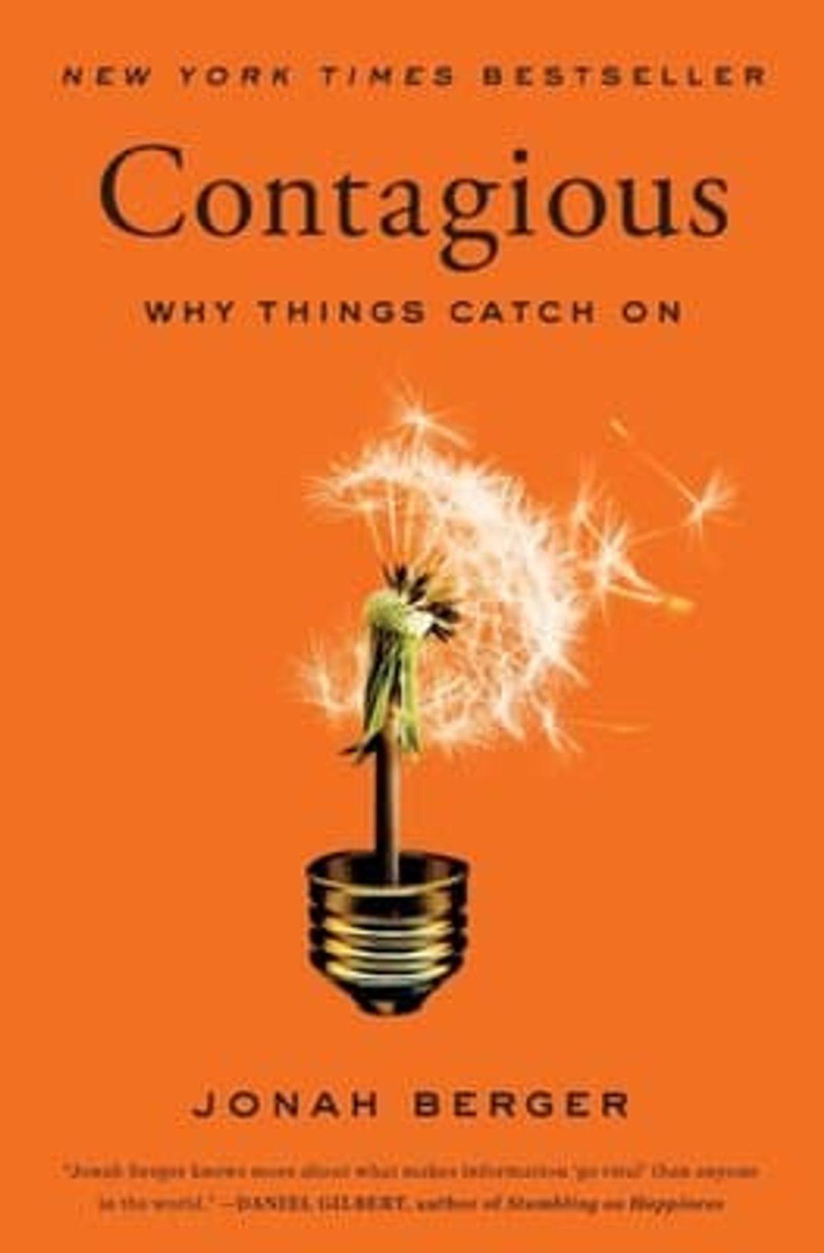 Cover of 'Contagious' by Jonah Berger: light bulb with dandelion.