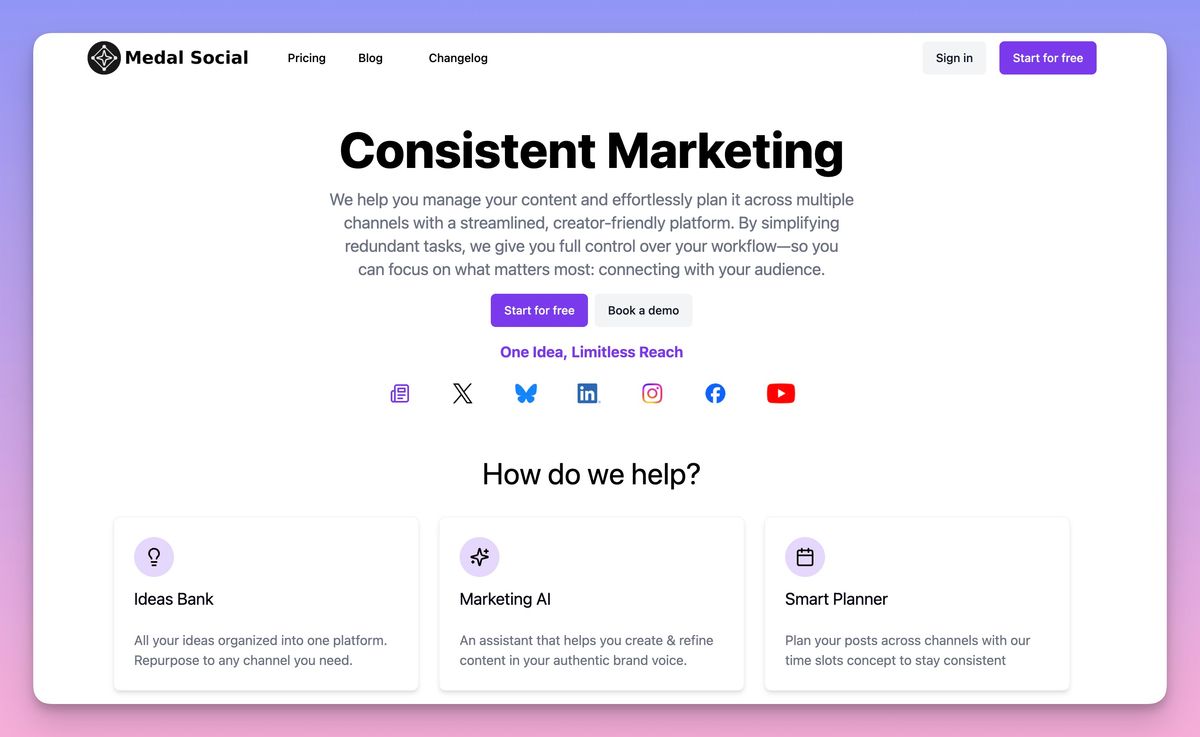 Medal Social's Marketing Site
