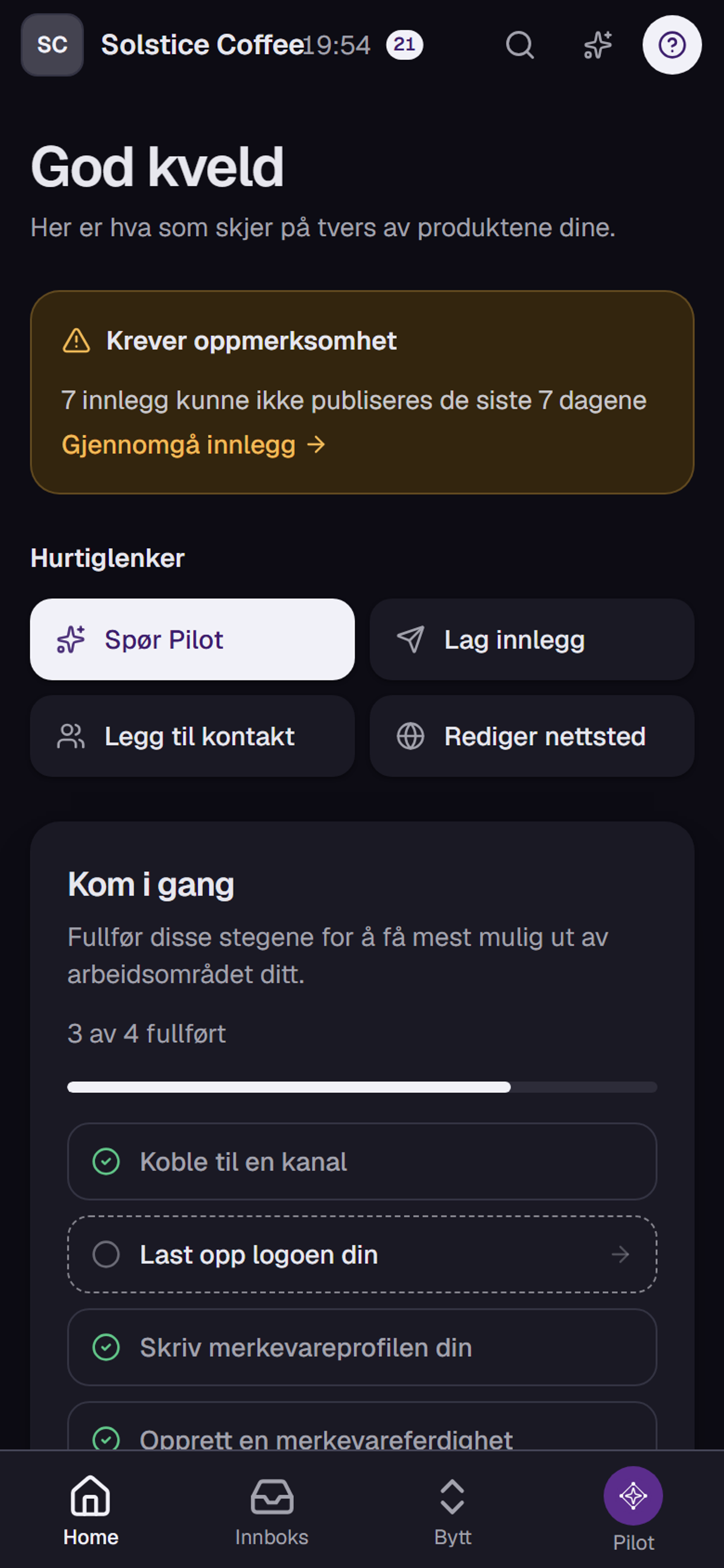 Medal Social-arbeidsområdet på en telefon: mobiloppsettet av Hjem-skjermen.