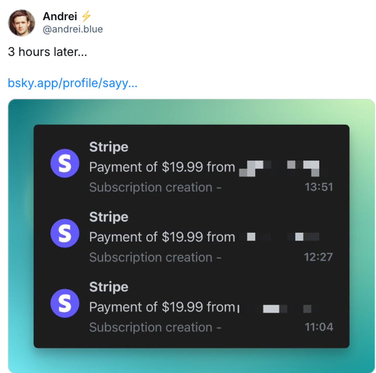 First paying customers