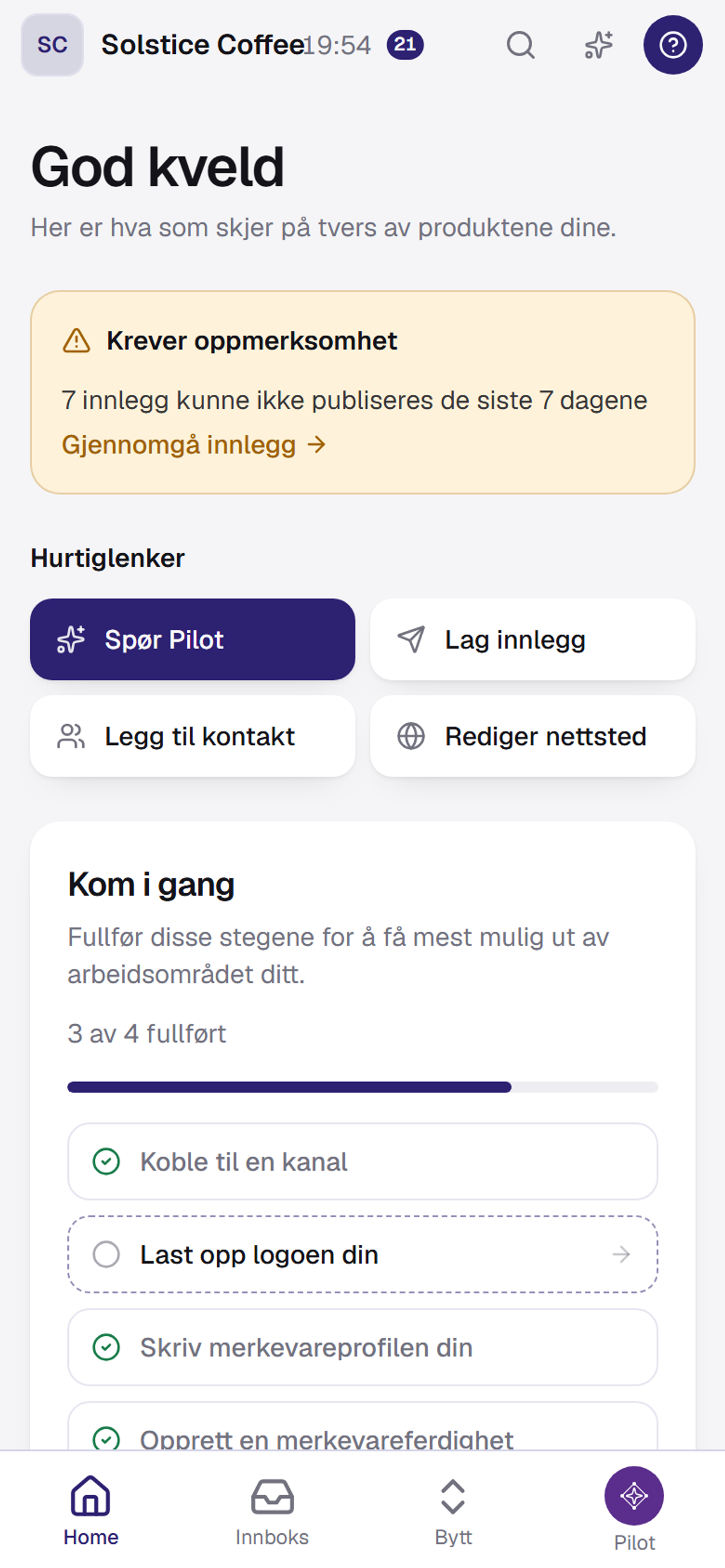 Medal Social-arbeidsområdet på en telefon: mobiloppsettet av Hjem-skjermen.