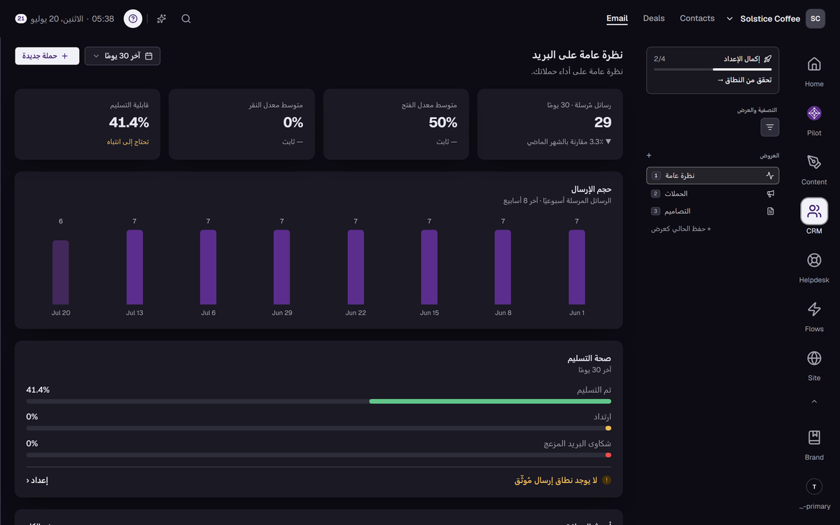 منطقة البريد بالقوالب والحملات.