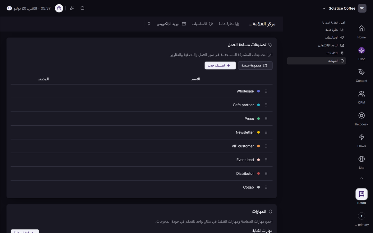 قسم Governance في مركز العلامة.
