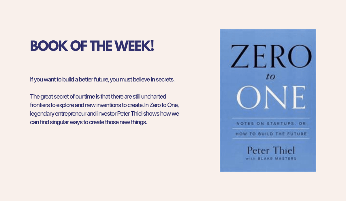 Book of the week: Zero to One by Peter Thiel