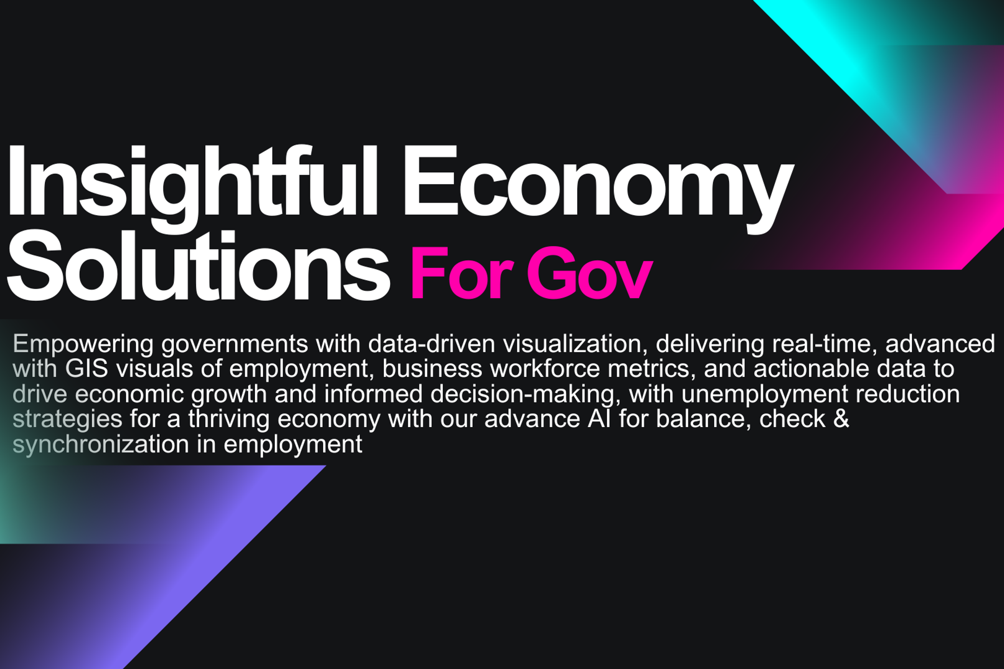 Empowering governments with advanced data visualization and real-time workforce metrics, HireSync leverages AI, GIS, and industry-leading technologies to drive informed decisions, reduce unemployment, and foster economic growth.