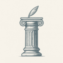 The Quiet Architects — classical column mark with a leaf, symbol of the collective voice