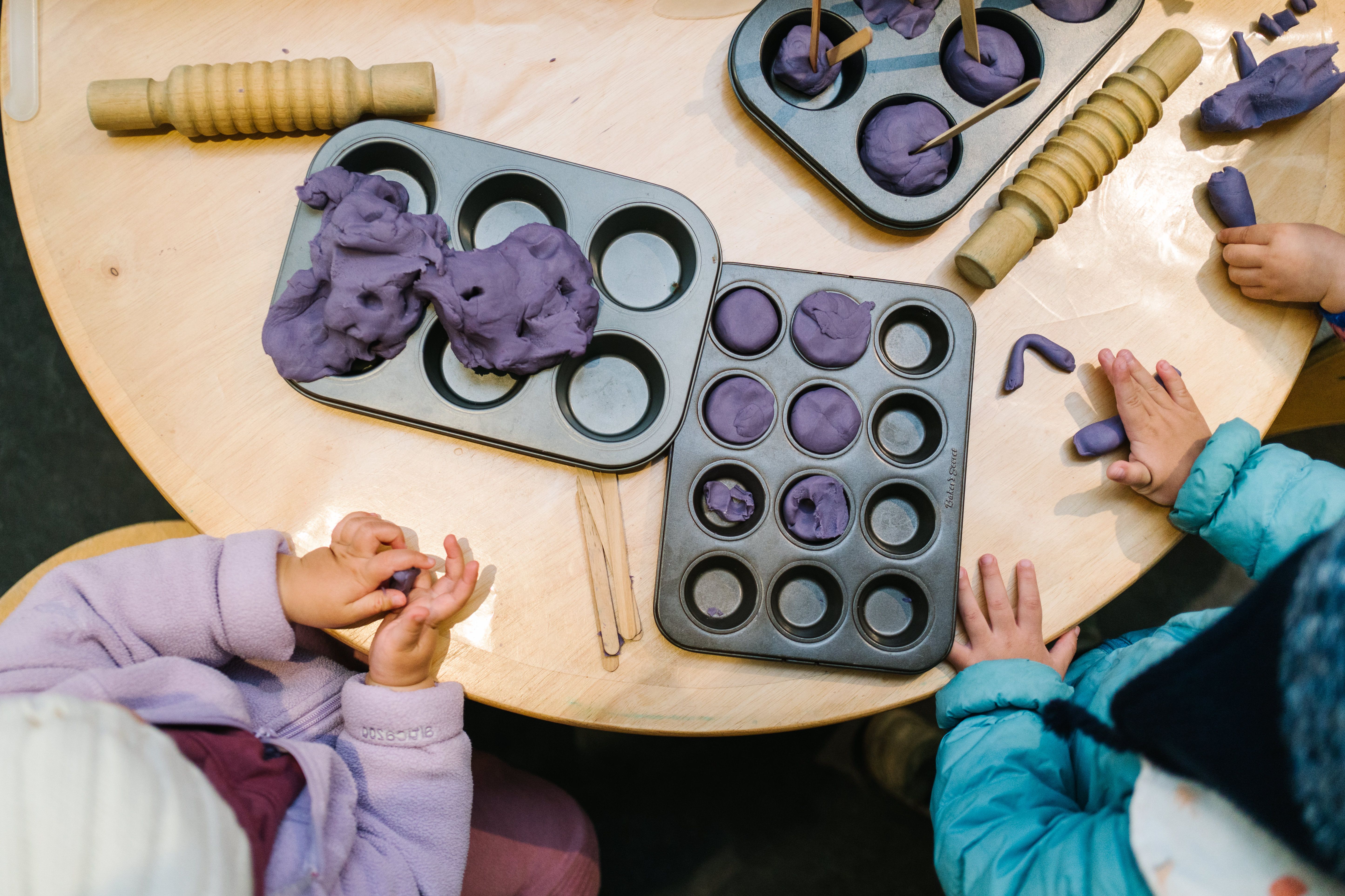 Children playing with play dough