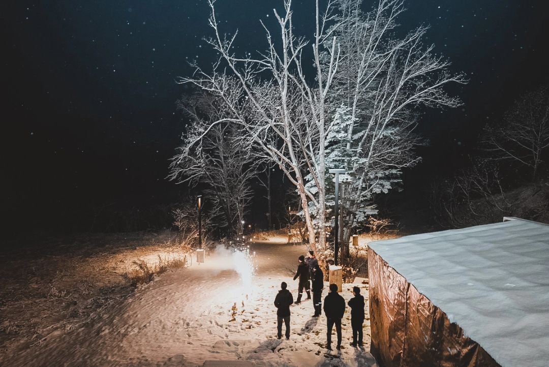 Sparklers in Snowfall