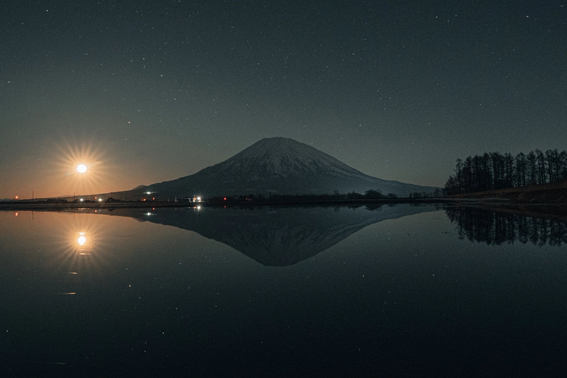 Lantern Light and Moon