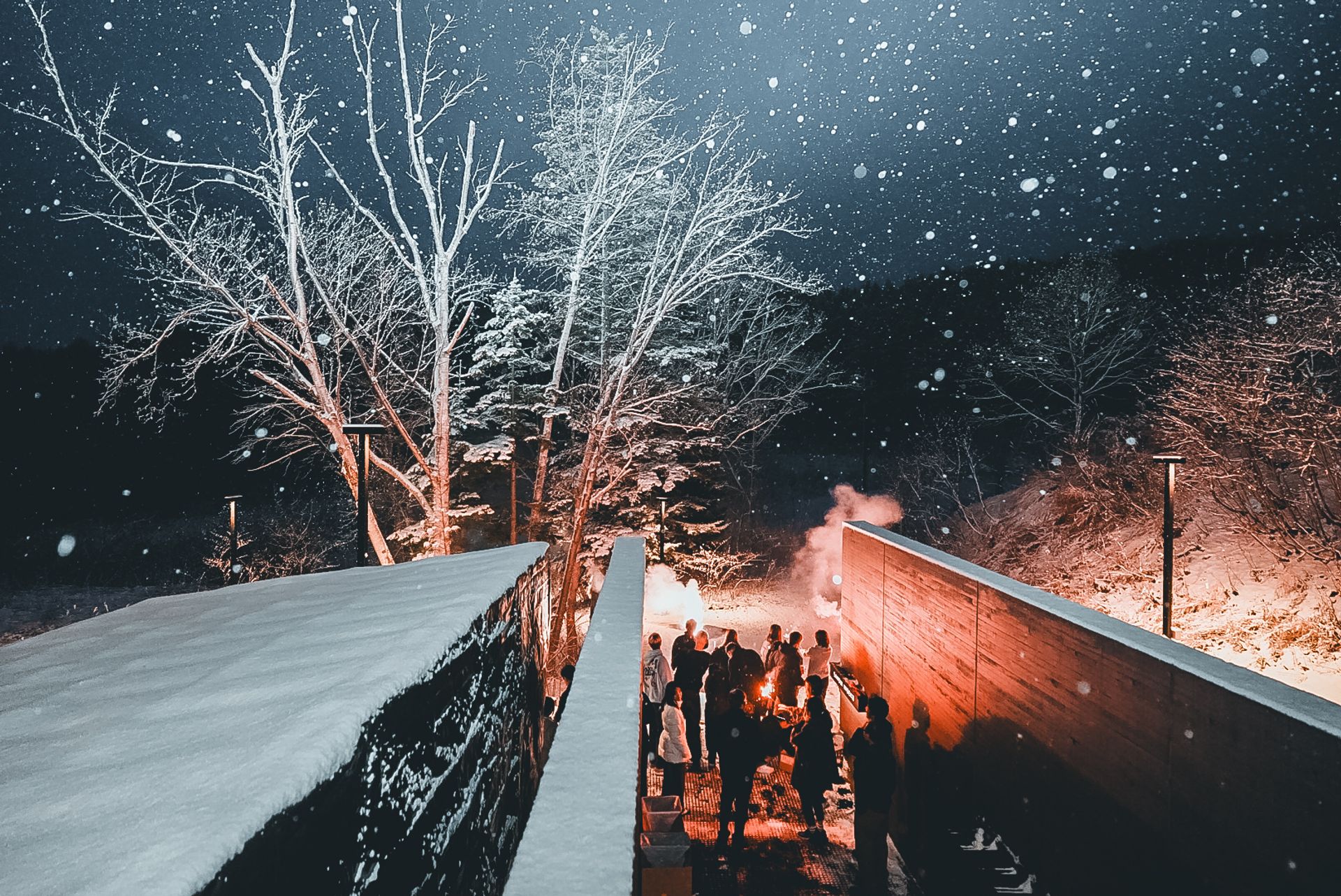 Firelight in Snowfall