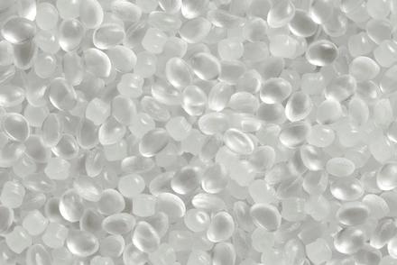 Translucent white plastic pellets.