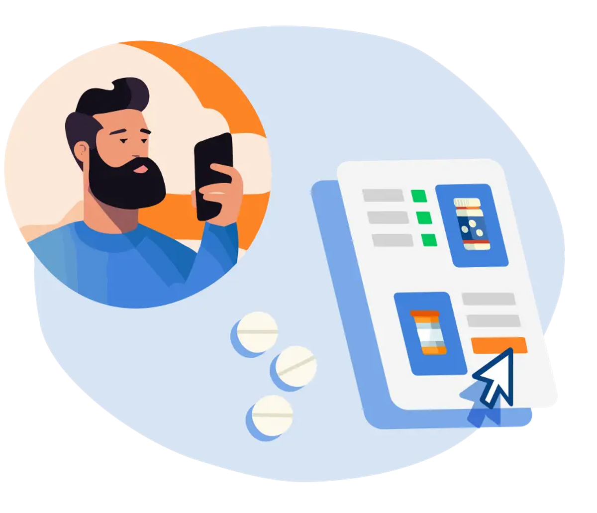 Man starting an online consultation on his phone