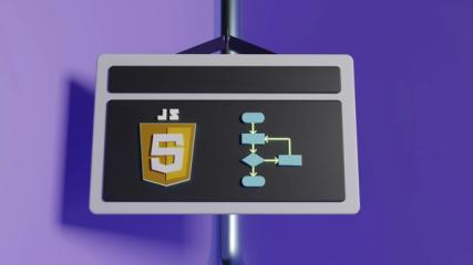 frontend master - a cartoon image of a screen displaying the svelte icon next to a flowchart diagram