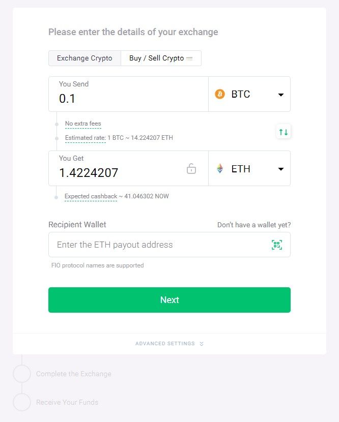 changenow crypto swap