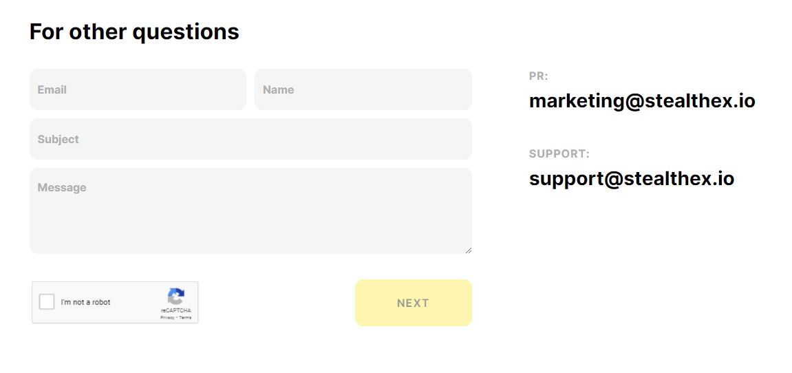 stealthex customer service