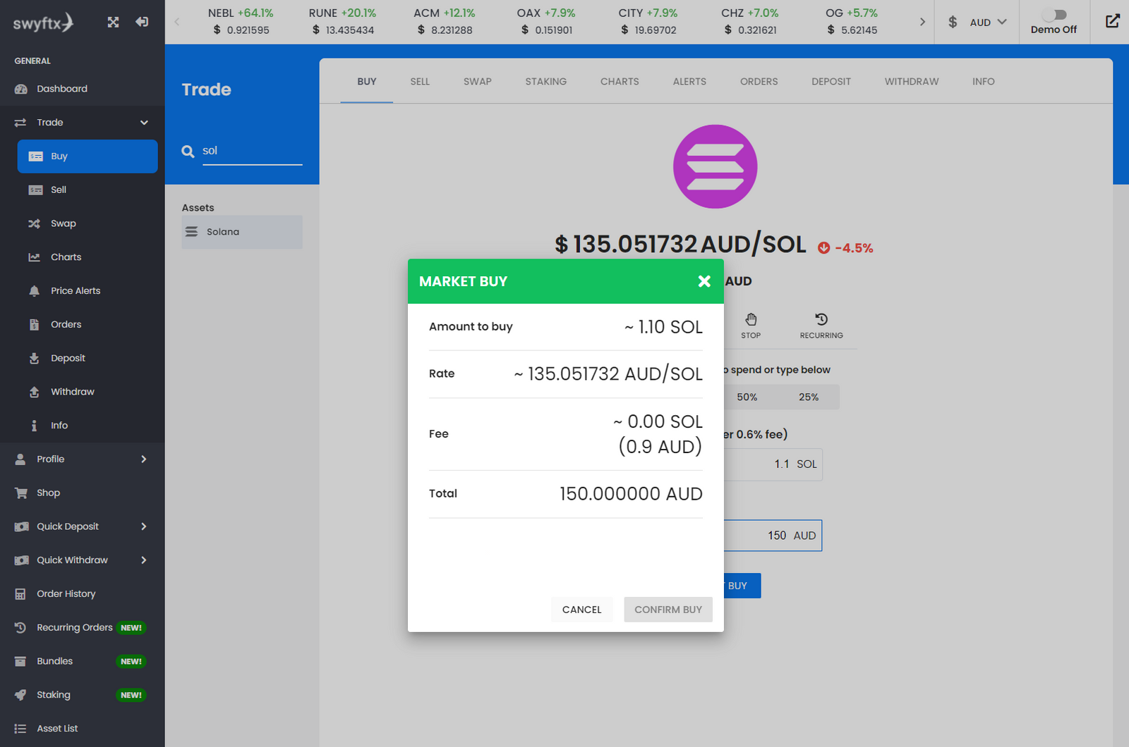 swyftx confirm solana buy
