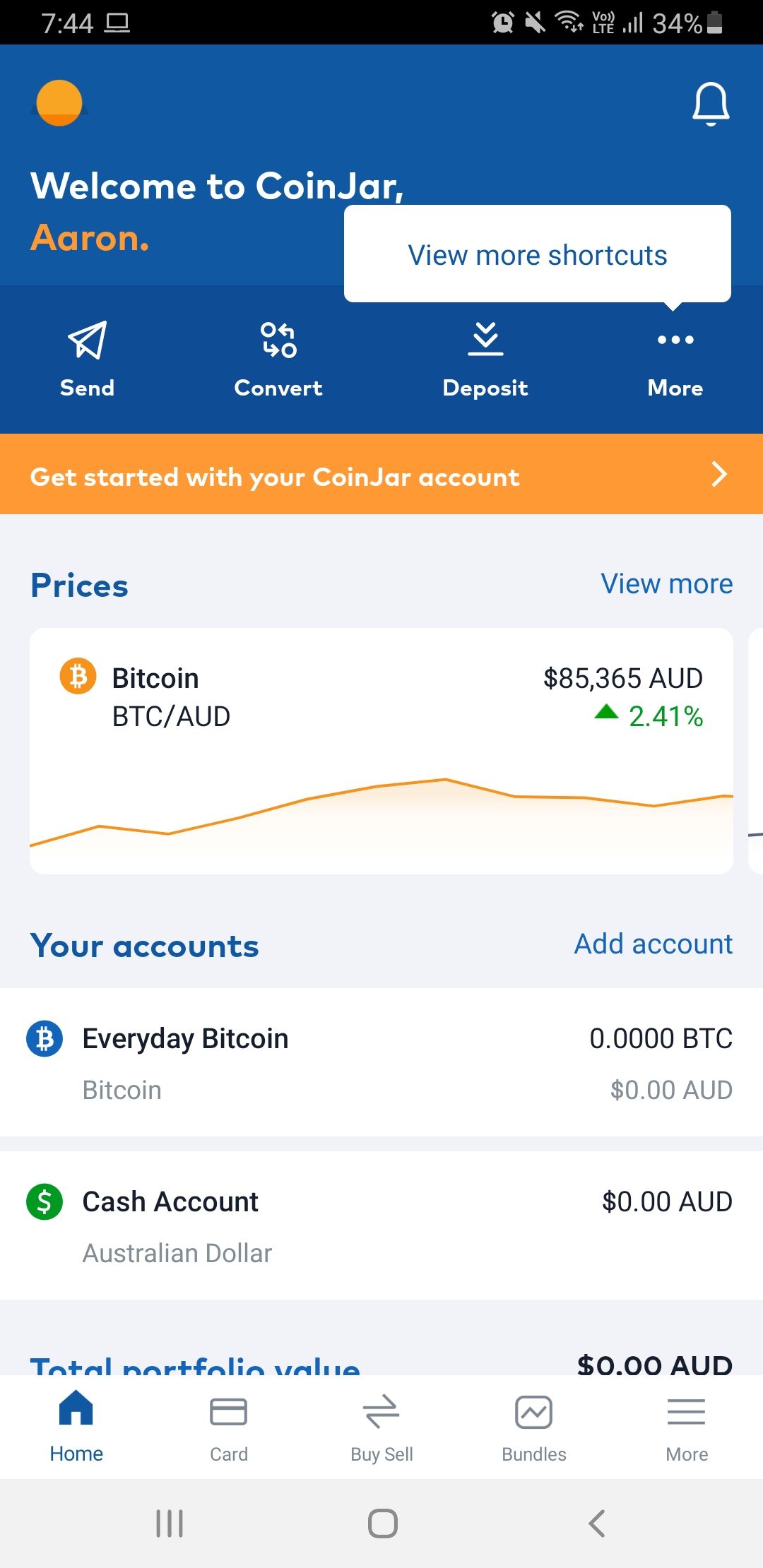 CoinJar mobile app