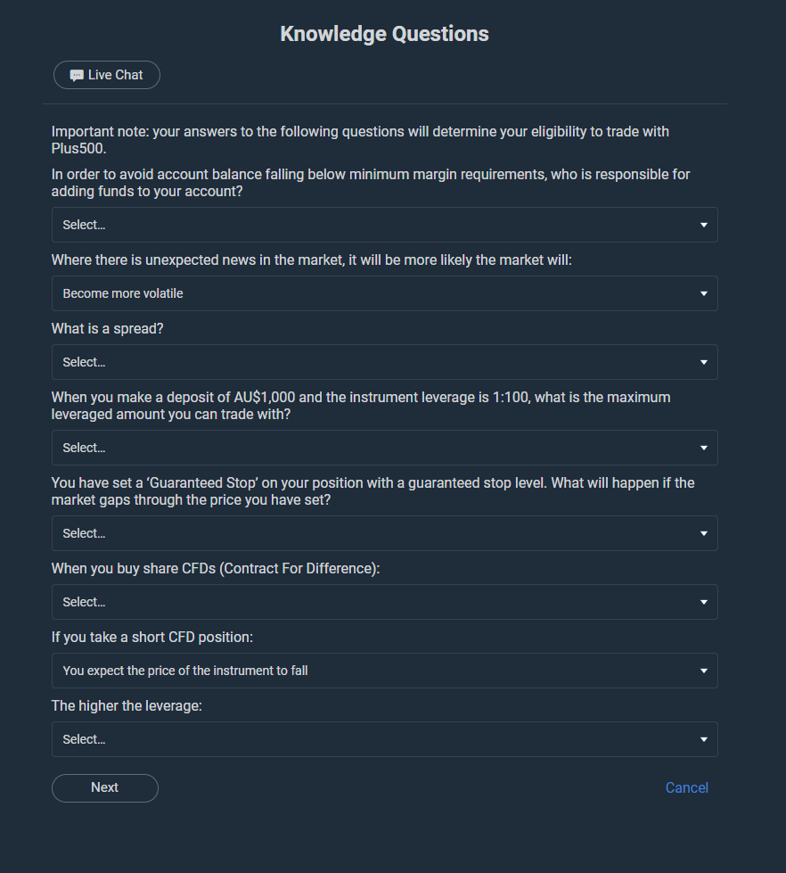 plus500 questions