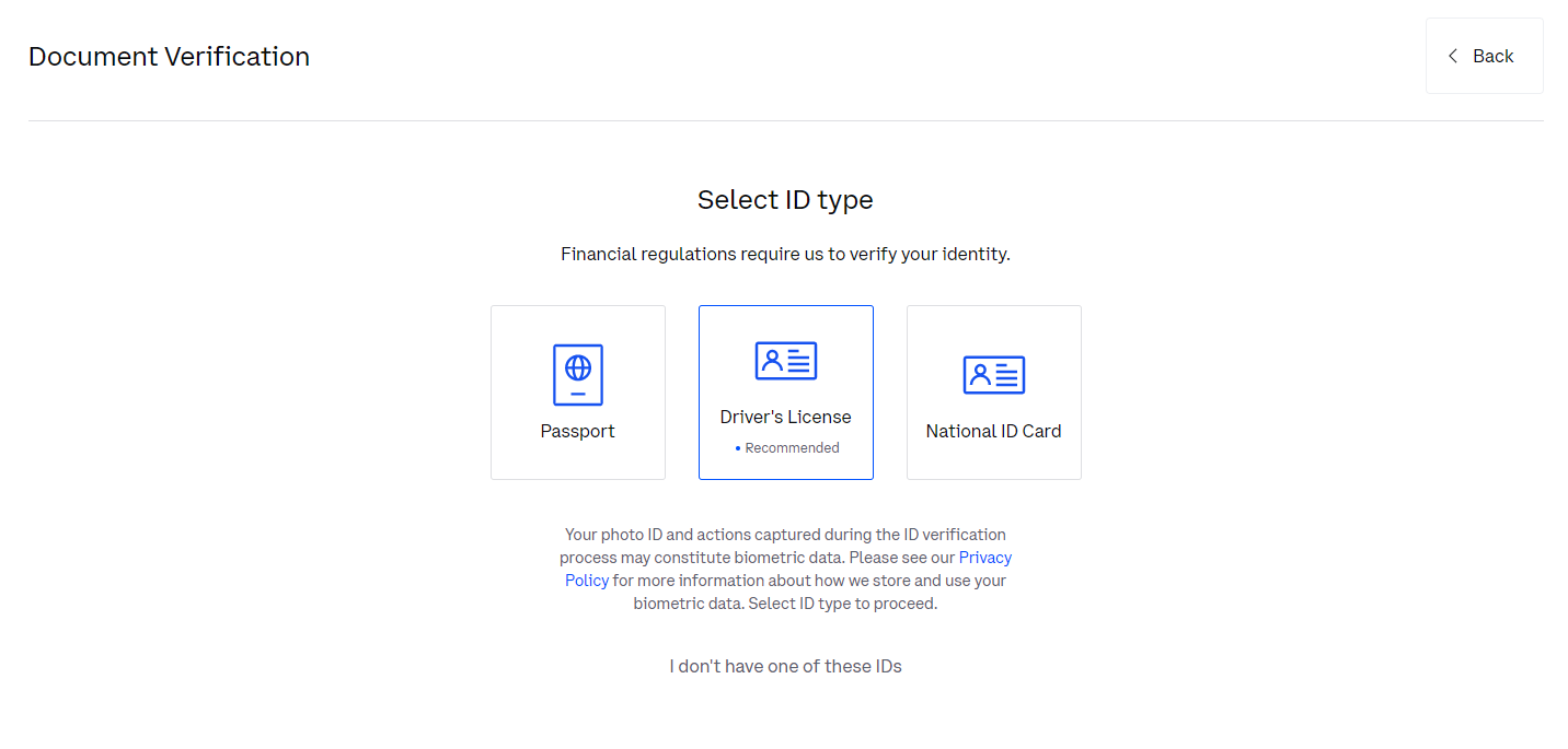 coinbase verify ID