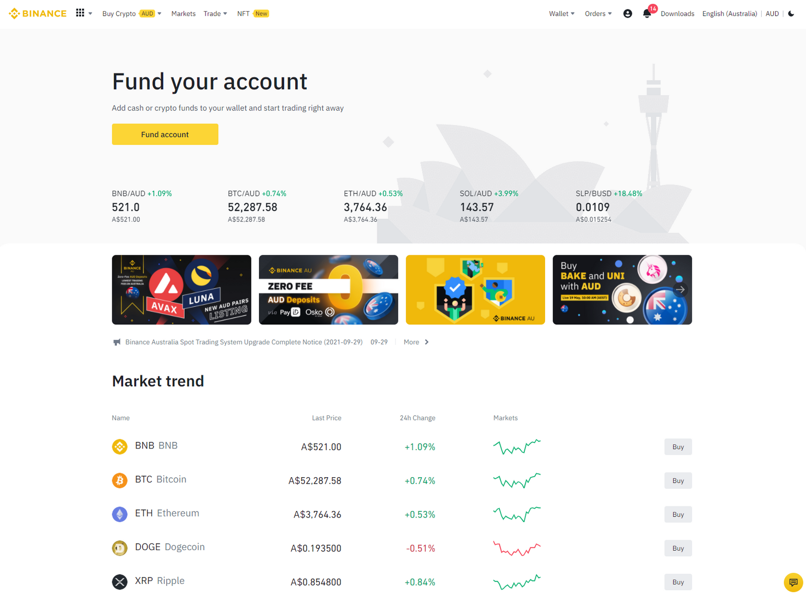 binance australia
