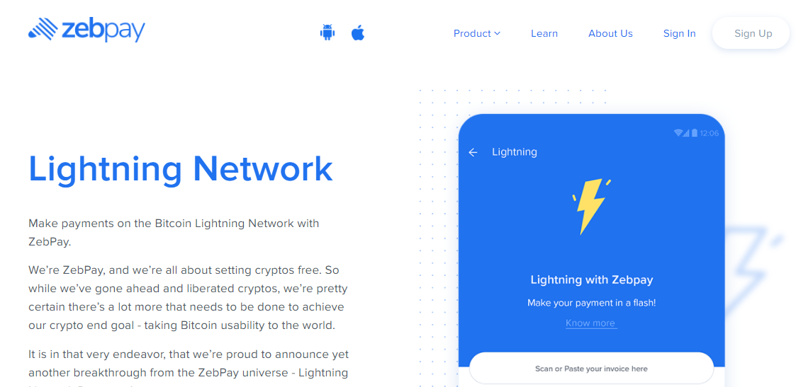 Zebpay Lightning network