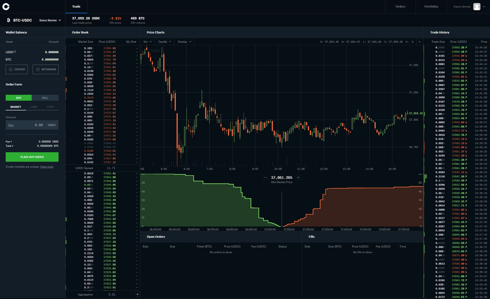coinbase pro interface